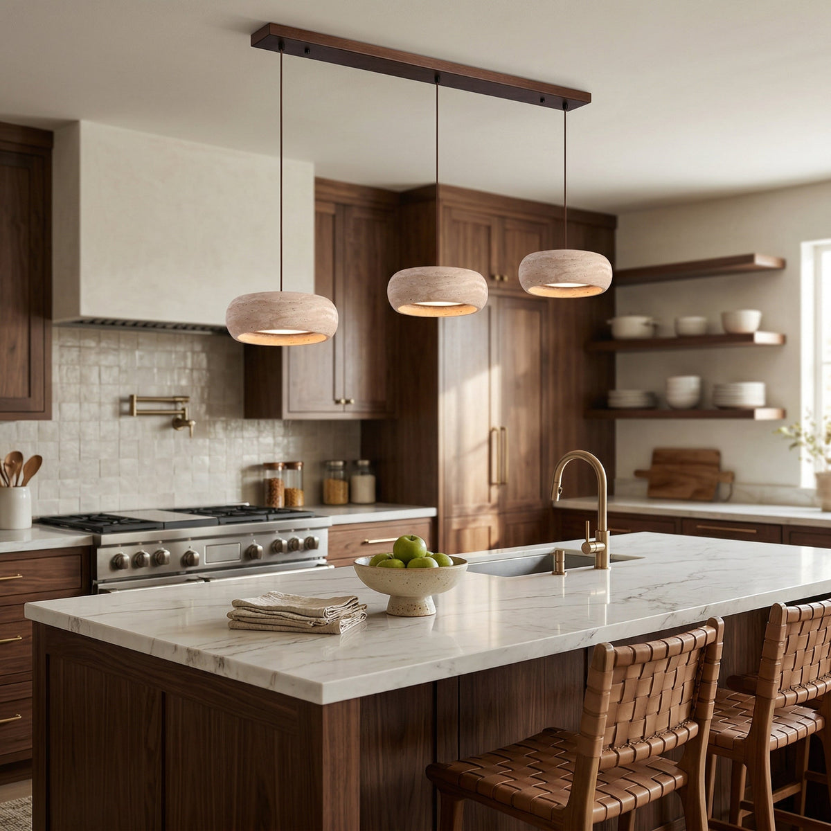 Travertine Drum Pendant Light