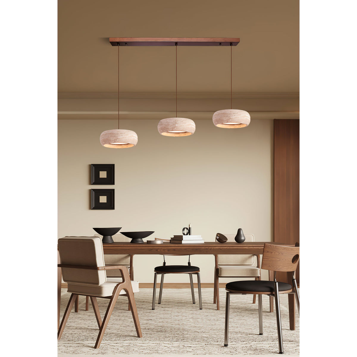 Travertine Drum Pendant Light