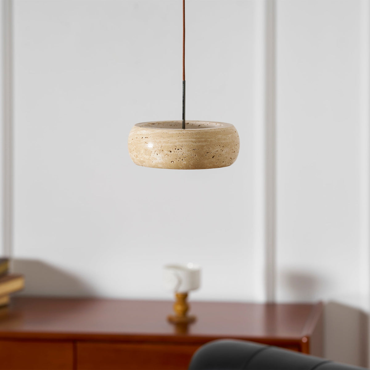 Travertine Drum Pendant Light