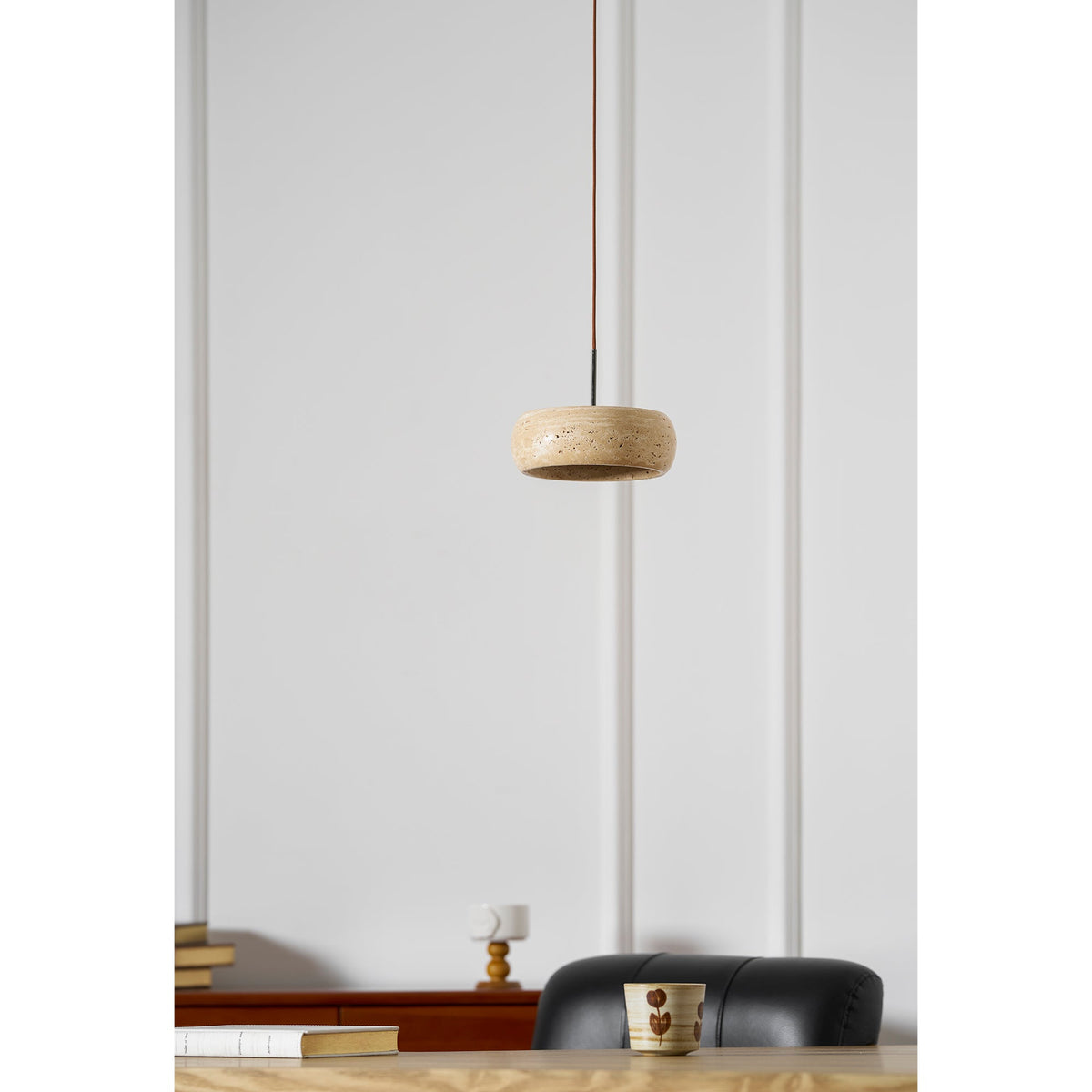 Travertine Drum Pendant Light