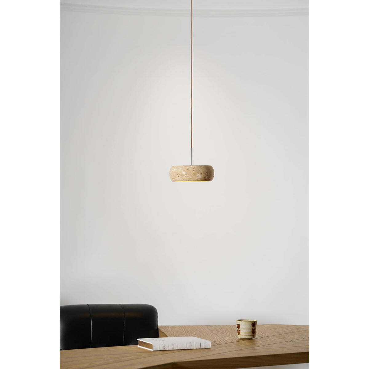 Travertine Drum Pendant Light