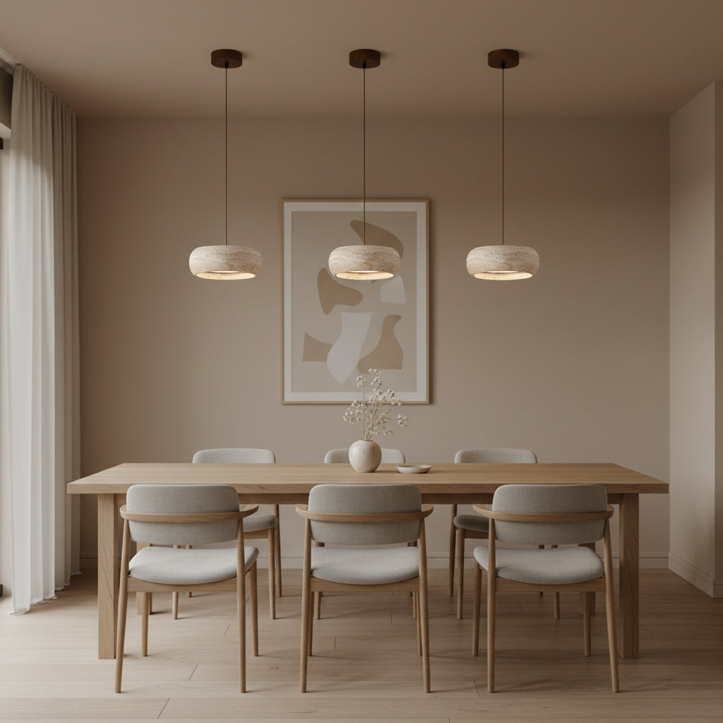 Travertine Drum Pendant Light