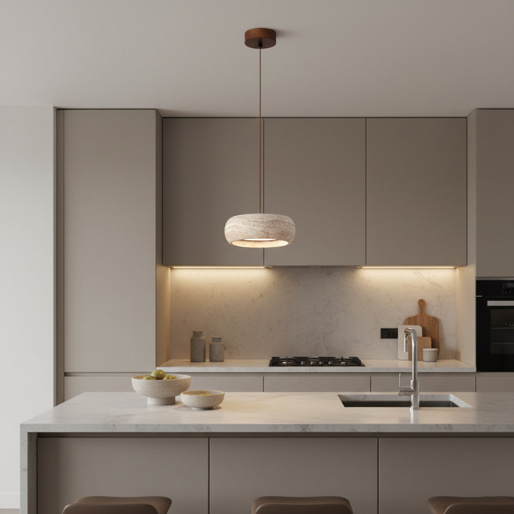 Travertine Drum Pendant Light