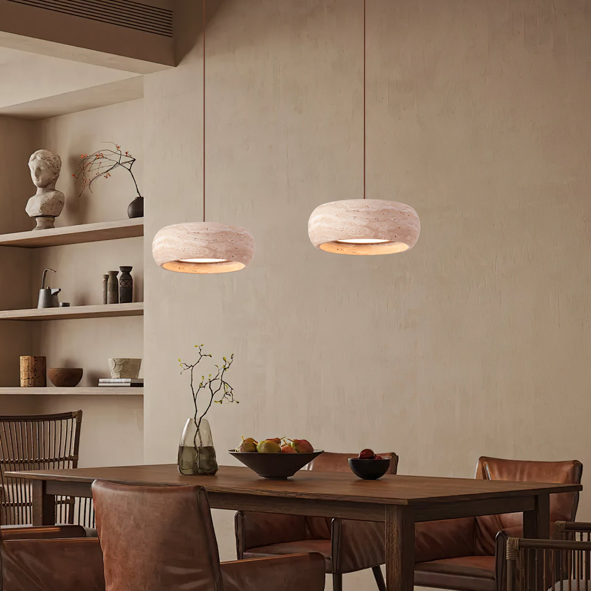 Travertine Drum Pendant Light