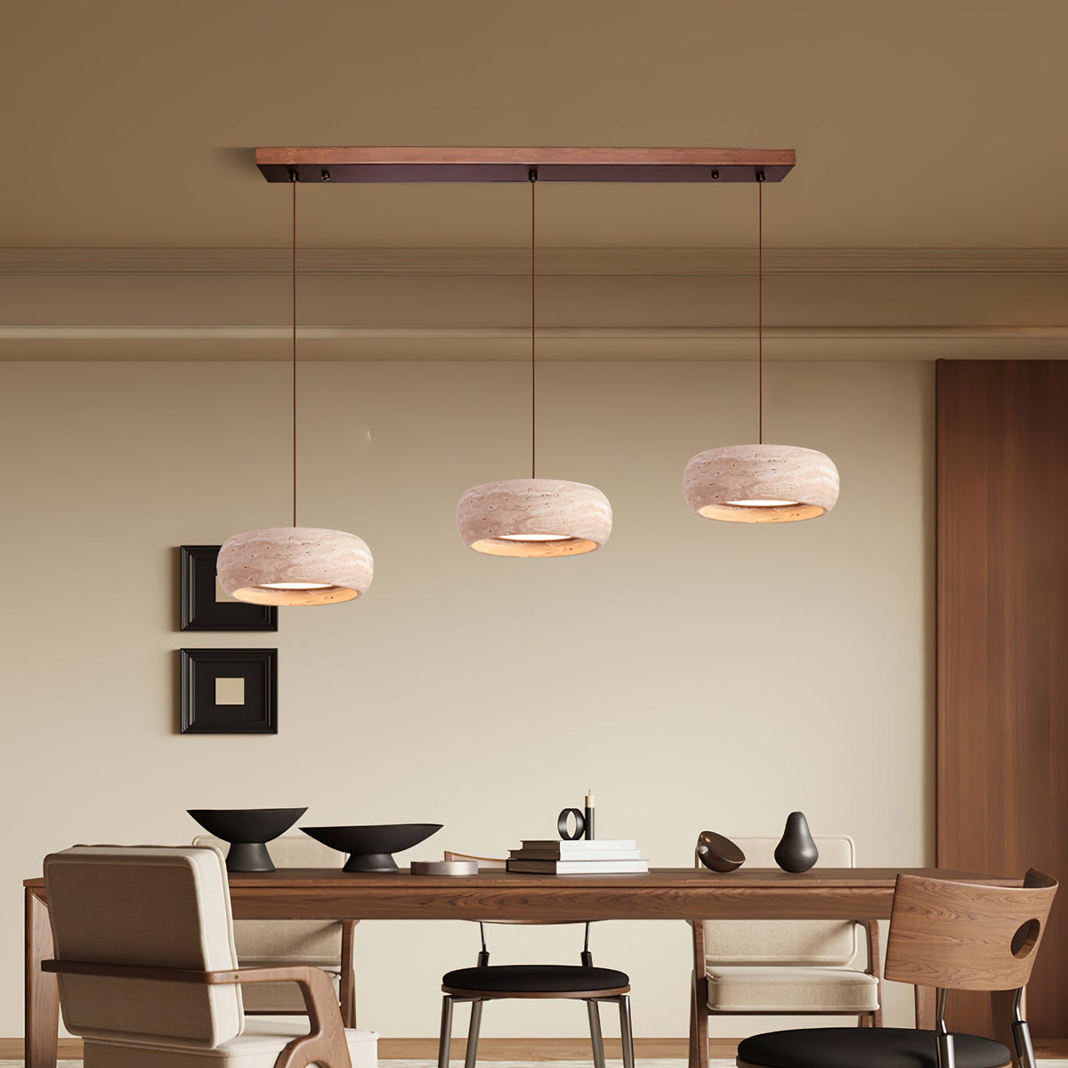 Travertine Drum Pendant Light