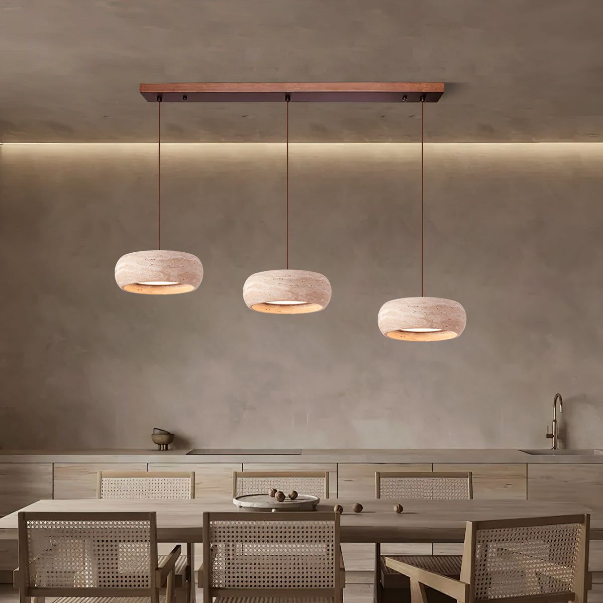 Travertine Drum Pendant Light
