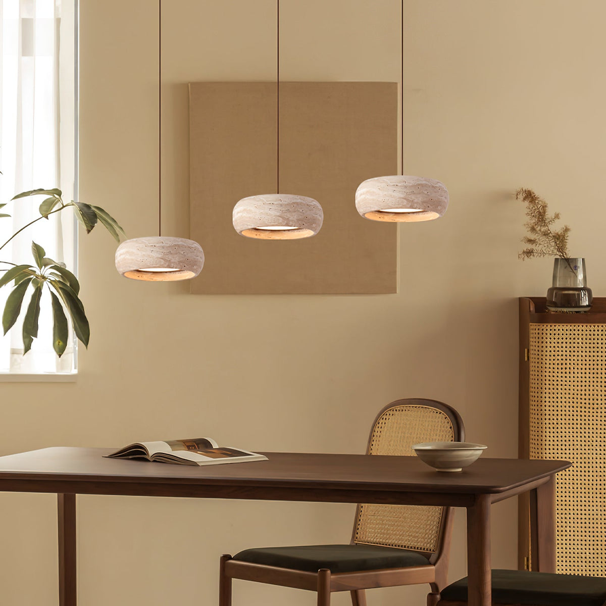 Travertine Drum Pendant Light