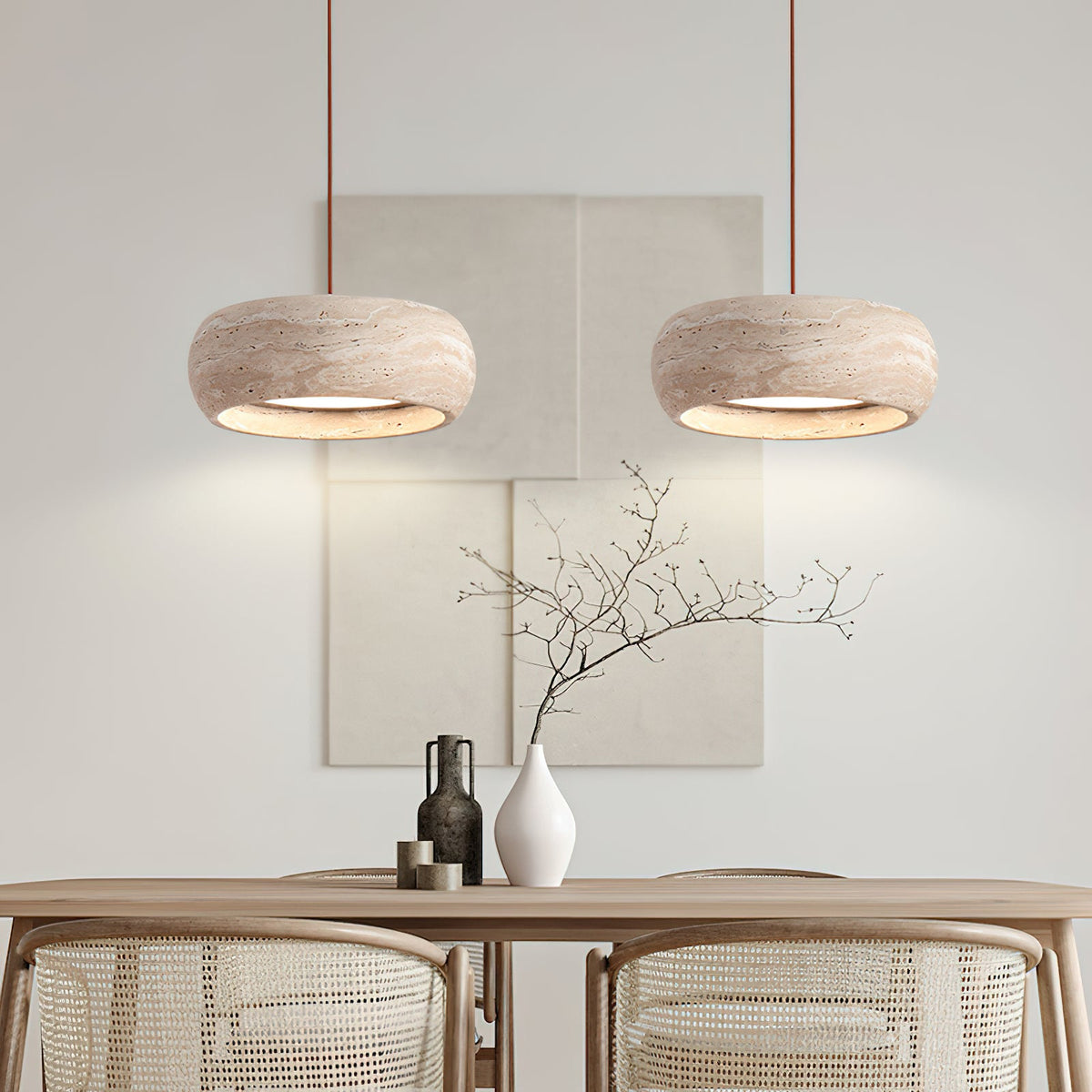 Travertine Drum Pendant Light