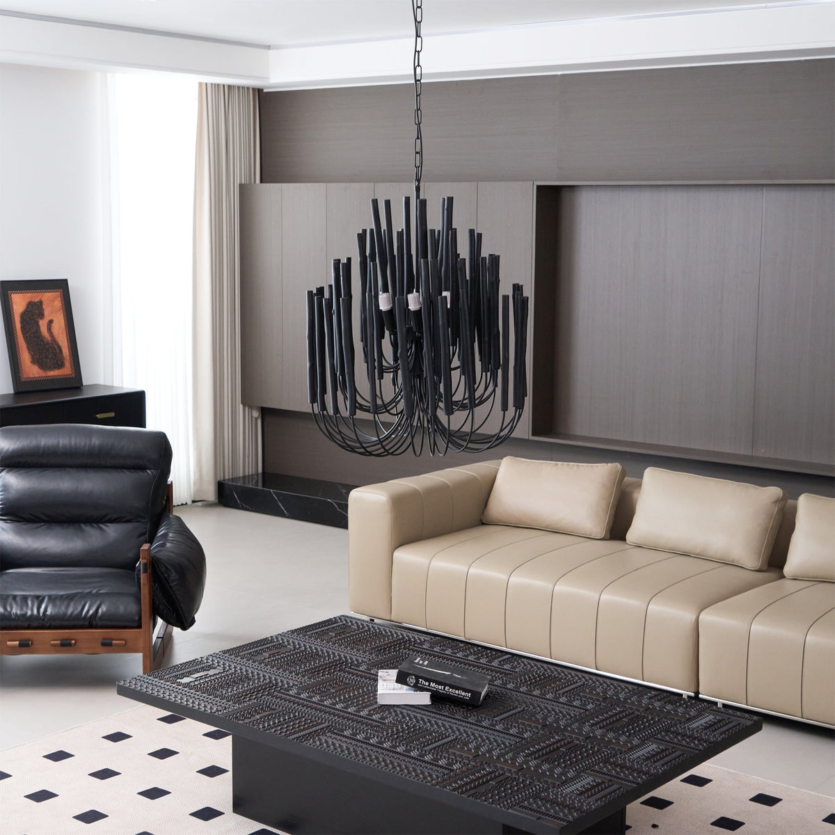 Multi-Stick Wooden Chandelier