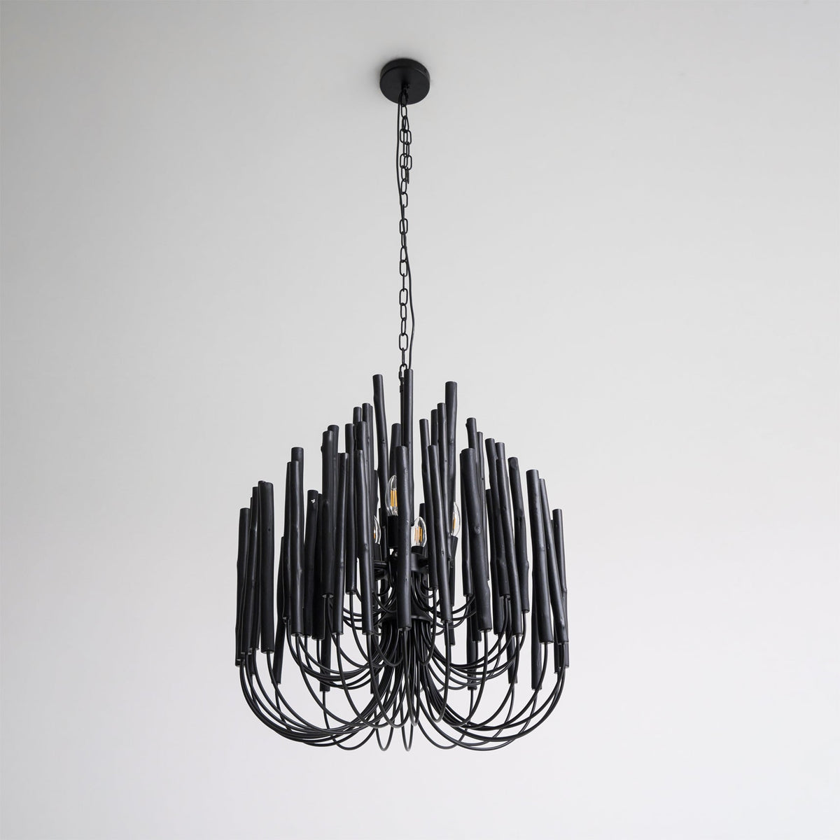 Multi-Stick Wooden Chandelier