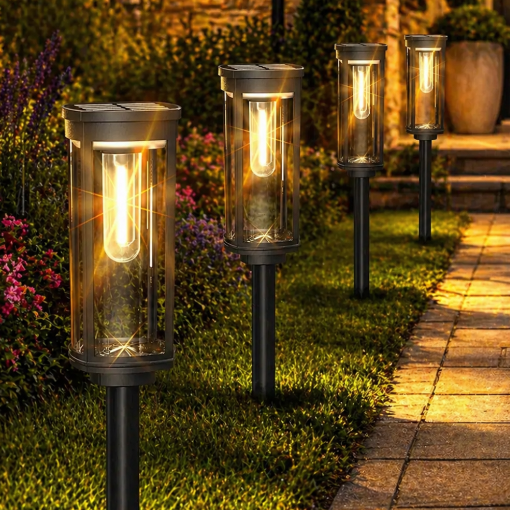 Elegant Solar Garden Pathway Lights - LED Outdoor Stake Lamps for Pathway Lighting Outdoor Lighting