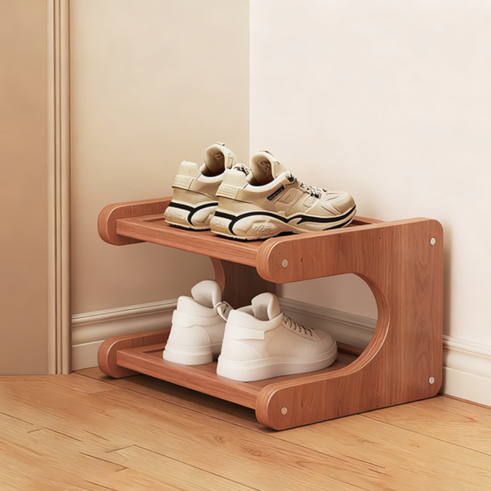 Bamboo Shoe Rack - Modern Minimalist Shoe Storage Organizer, 2-5 Tiers Shoe Storage