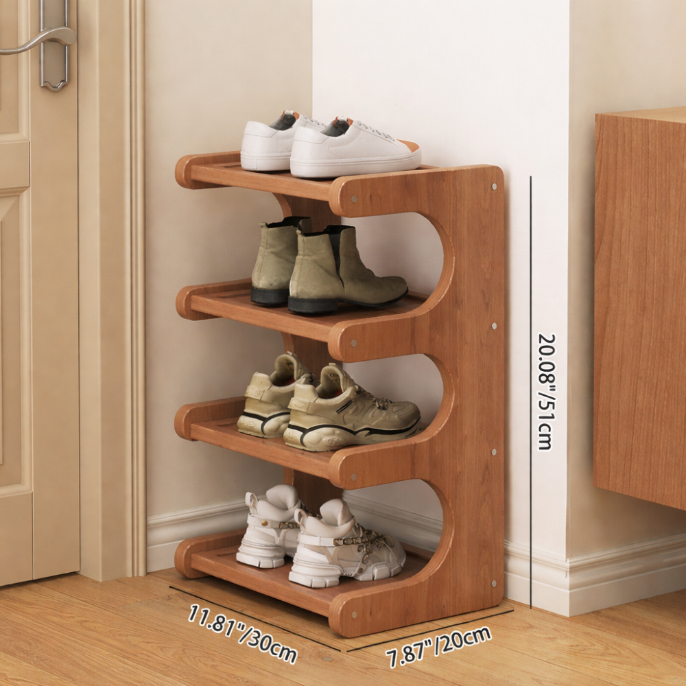 Bamboo Shoe Rack - Modern Minimalist Shoe Storage Organizer, 2-5 Tiers Shoe Storage