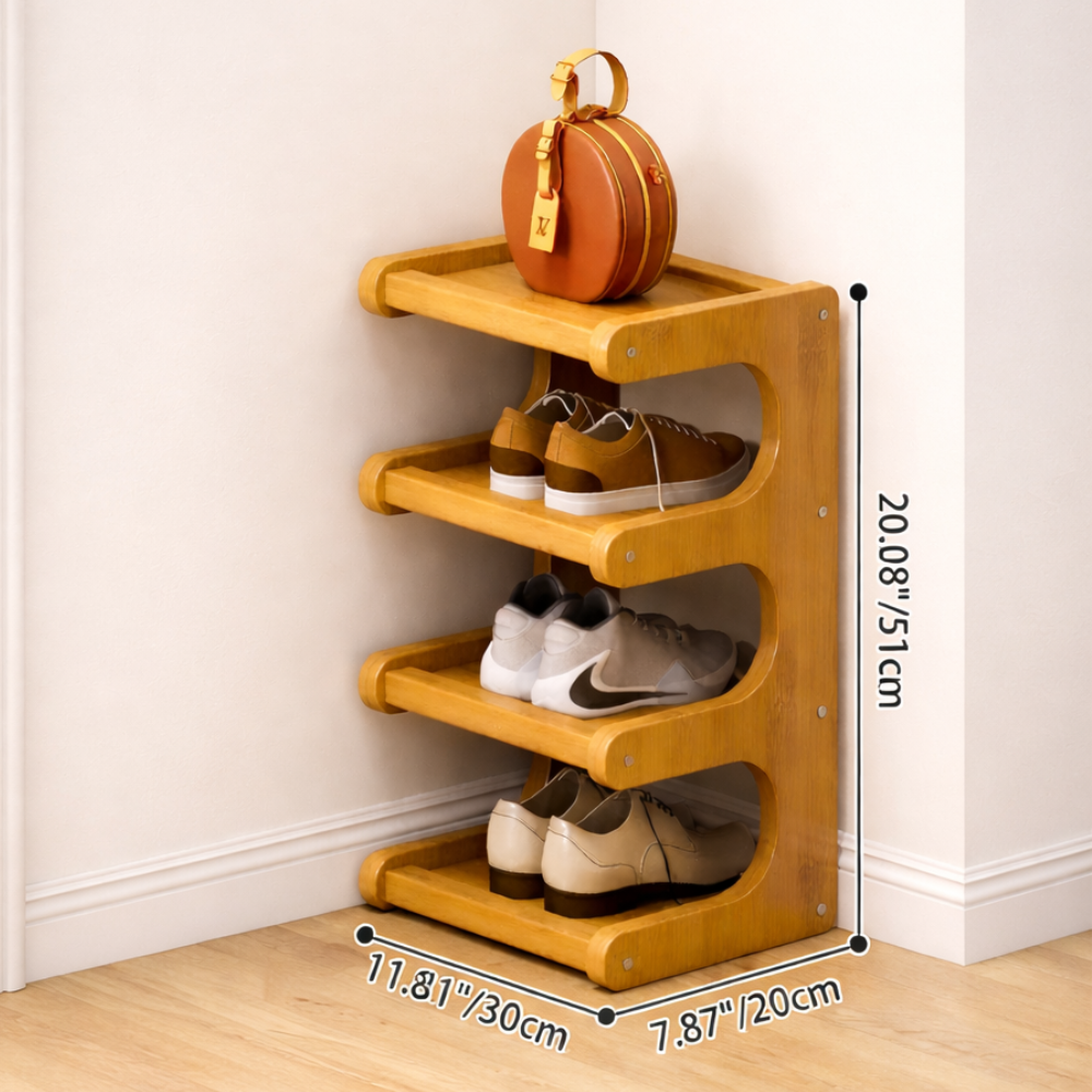 Scandinavian Bamboo Shoe Organizer - 2-6 Tier Shoe Rack Storage Cabinet Shoe Storage