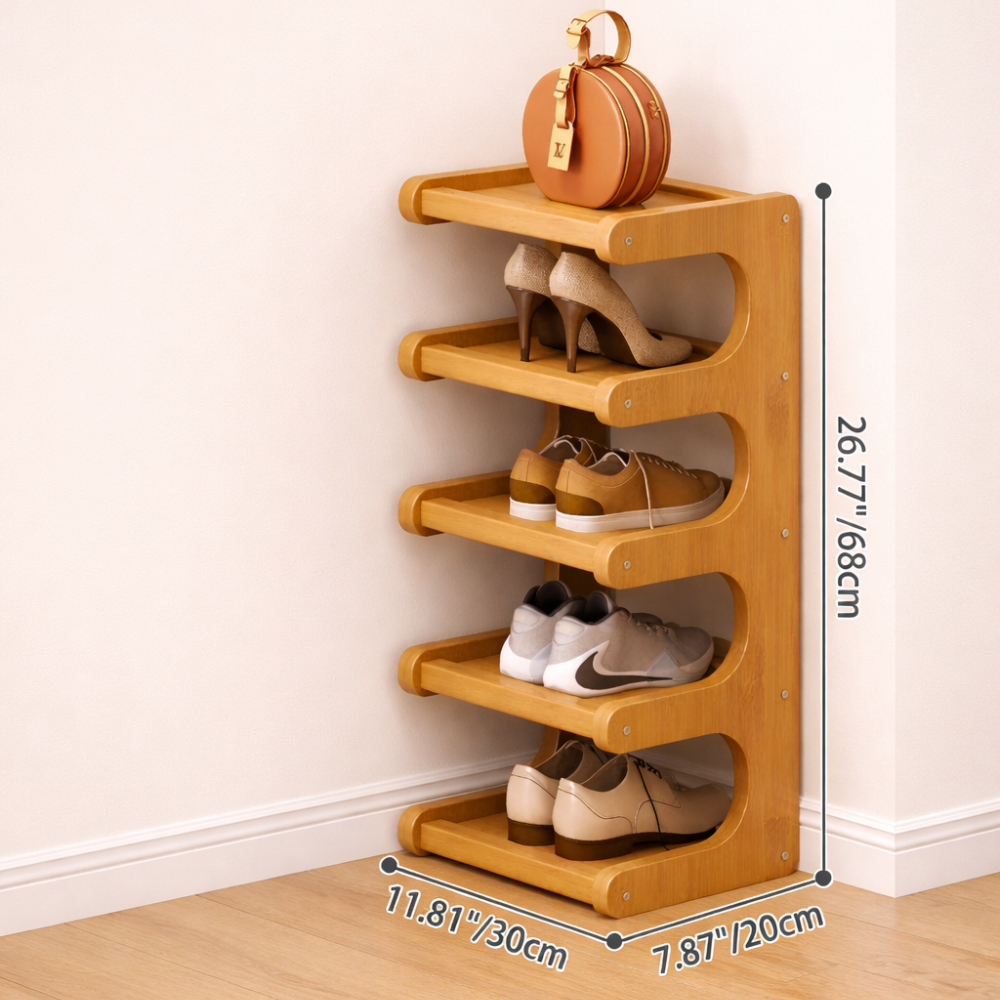 Scandinavian Bamboo Shoe Organizer - 2-6 Tier Shoe Rack Storage Cabinet Shoe Storage