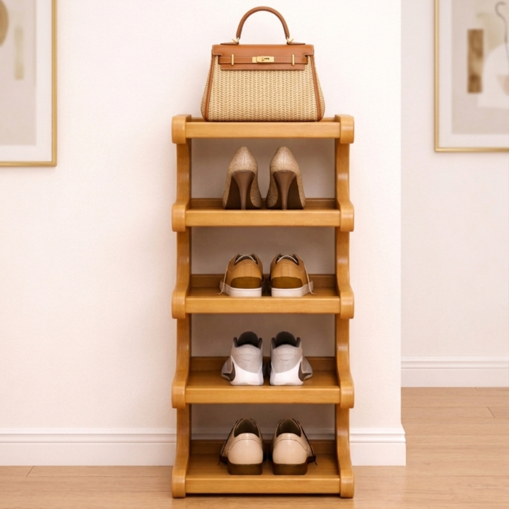 Scandinavian Bamboo Shoe Organizer - 2-6 Tier Shoe Rack Storage Cabinet Shoe Storage