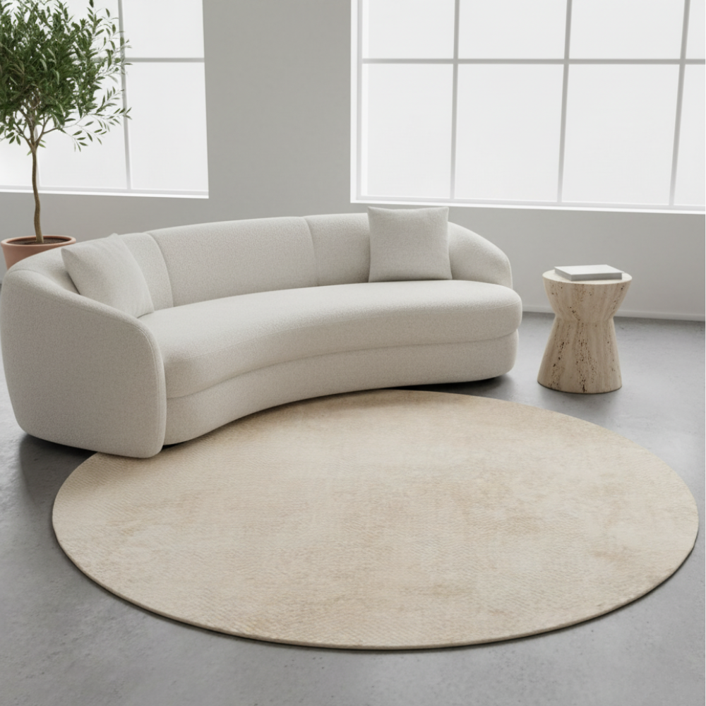 Veloria Luxury Round Cream Area Rug | Soft Plush Carpet for Living Room or Bedroom Round Area Rugs