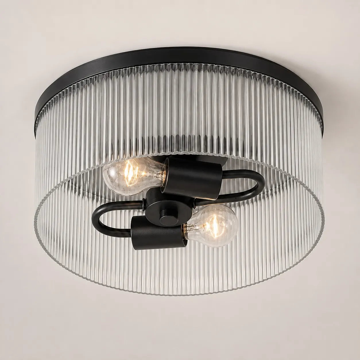 Vesper Ribbed Glass Flush Mount, 14 in