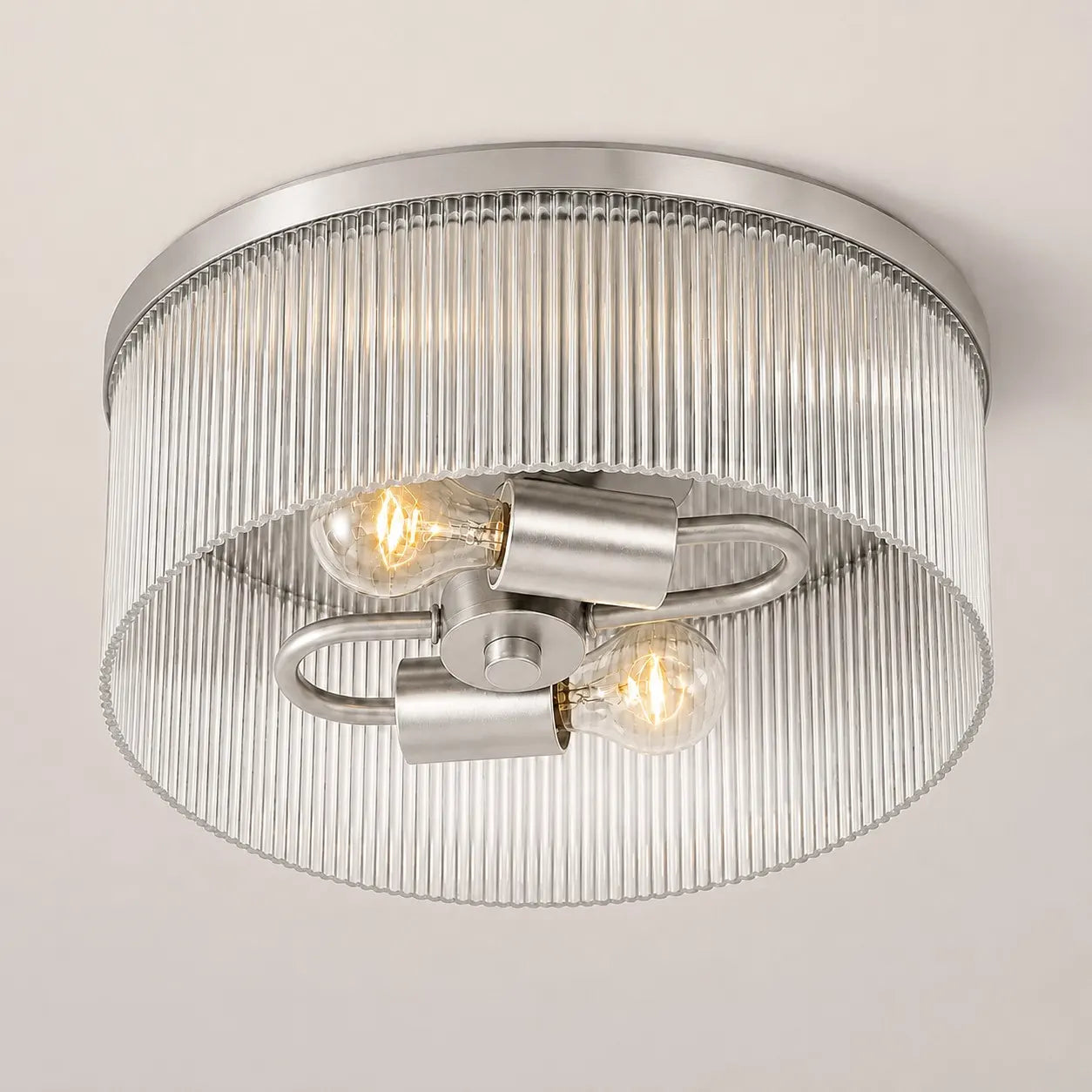 Vesper Ribbed Glass Flush Mount, 14 in
