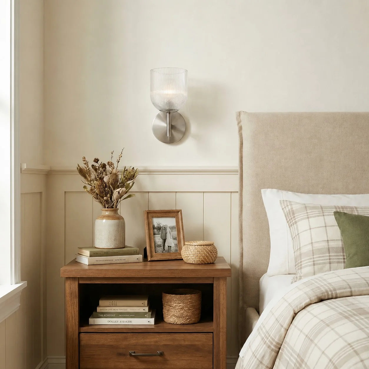 Vireo Ribbed Glass Wall Sconce, 1 to 3 Light