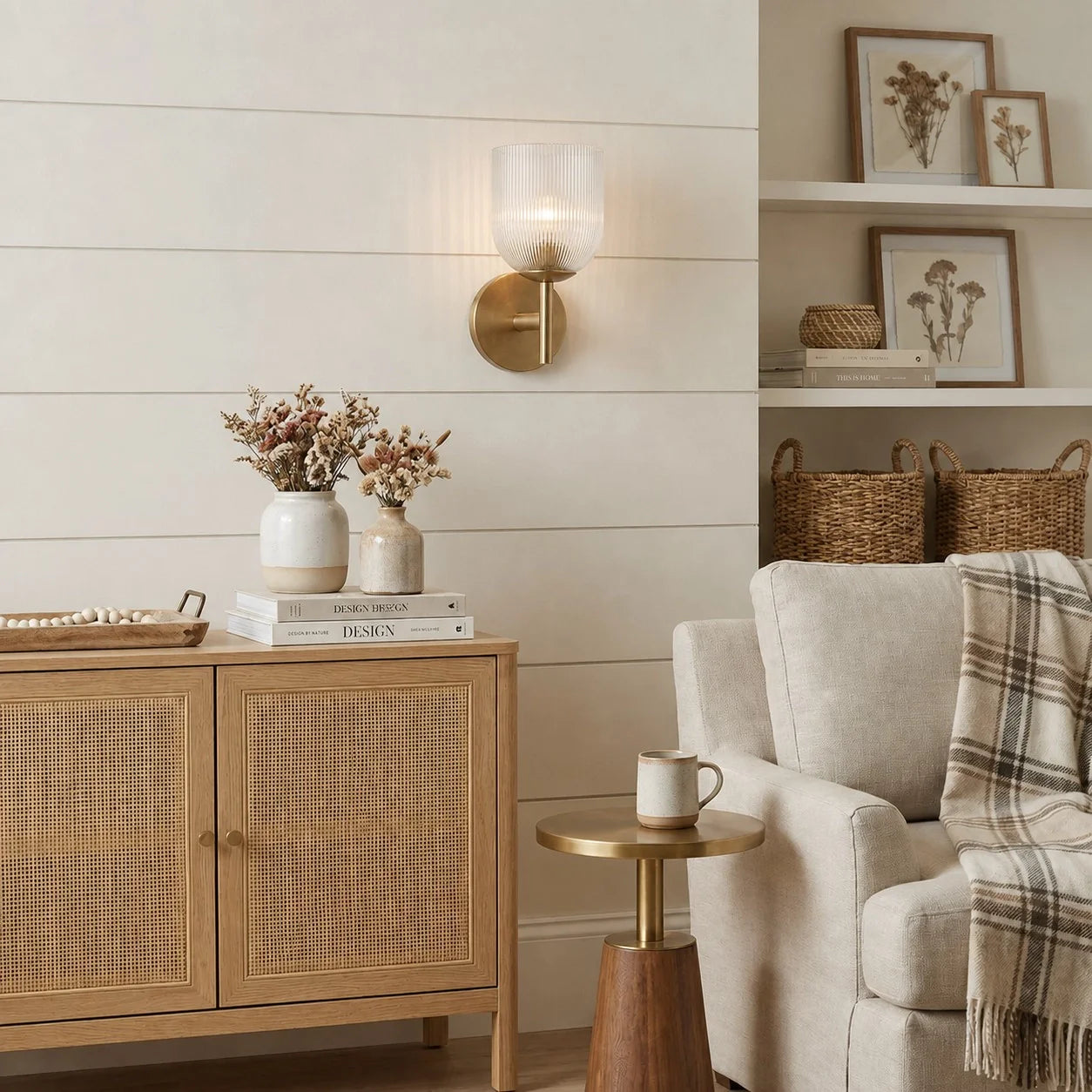 Vireo Ribbed Glass Wall Sconce, 1 to 3 Light