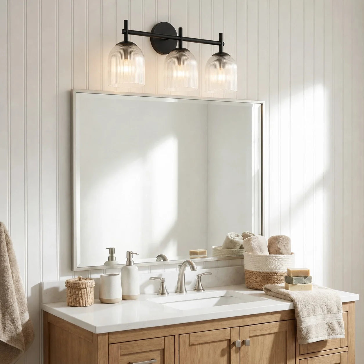 Vireo Ribbed Glass Wall Sconce, 1 to 3 Light