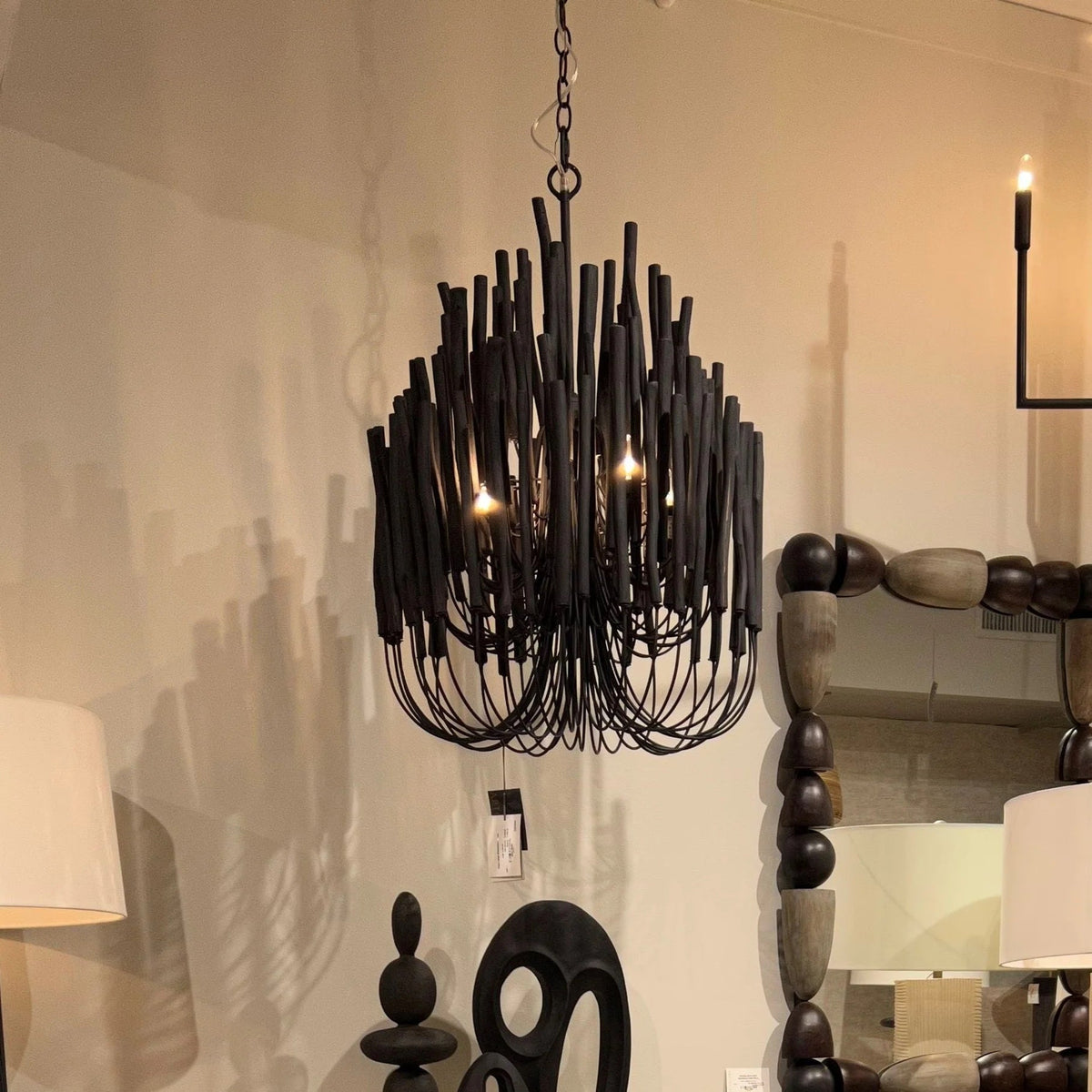 Multi-Stick Wooden Chandelier