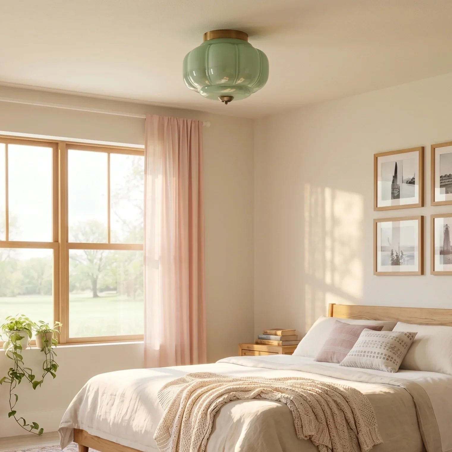 Lumi Milk Glass Pumpkin Ceiling Light, 3-Light