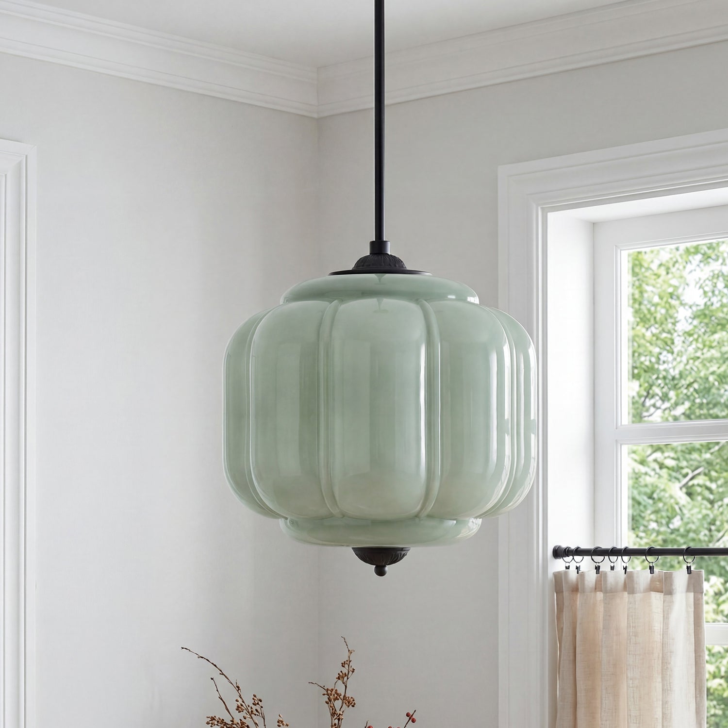 Lumi Vintage Milk Glass Eloise Pendant Light, 1-Light