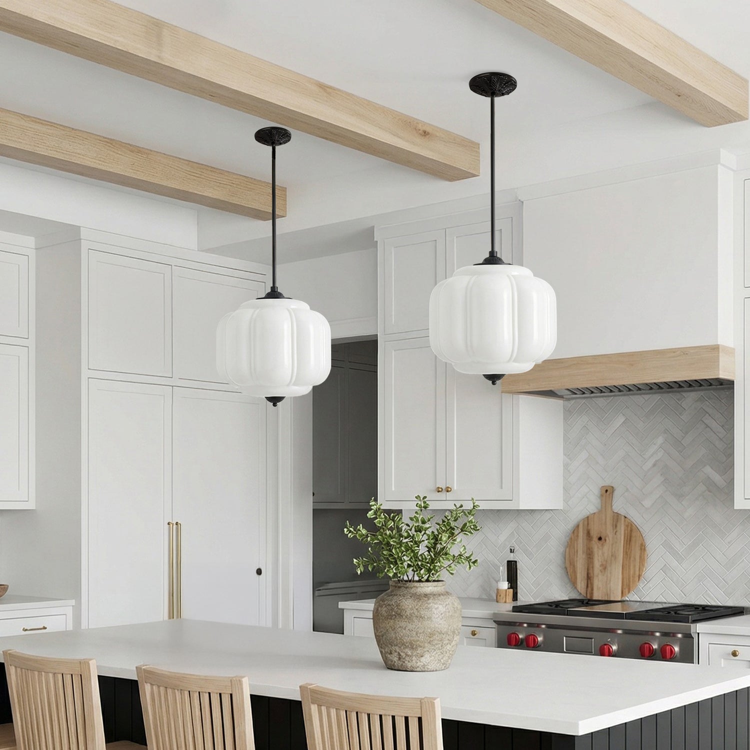 Lumi Vintage Milk Glass Eloise Pendant Light, 1-Light