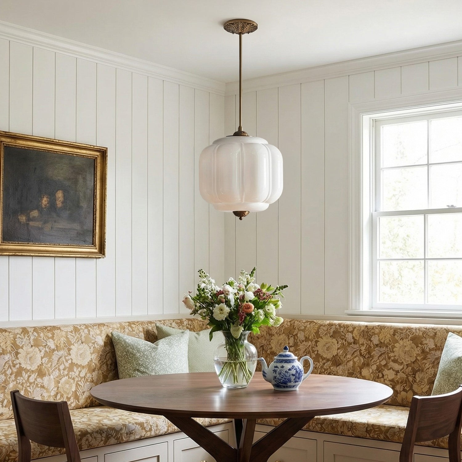 Lumi Vintage Milk Glass Eloise Pendant Light, 1-Light
