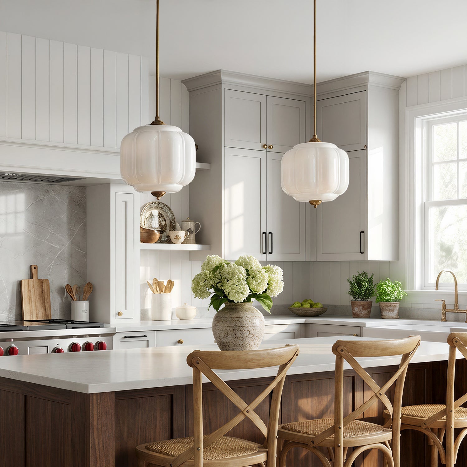 Lumi Vintage Milk Glass Eloise Pendant Light, 1-Light