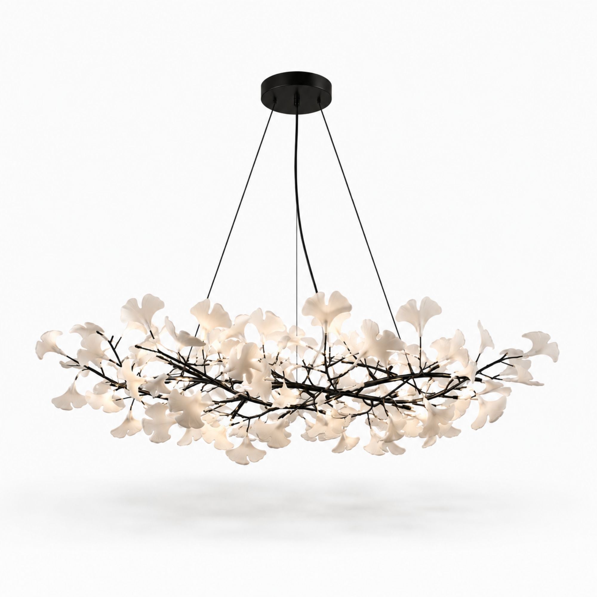 Horizon Bloom Gingko Chandelier — 23.6 in, black branches