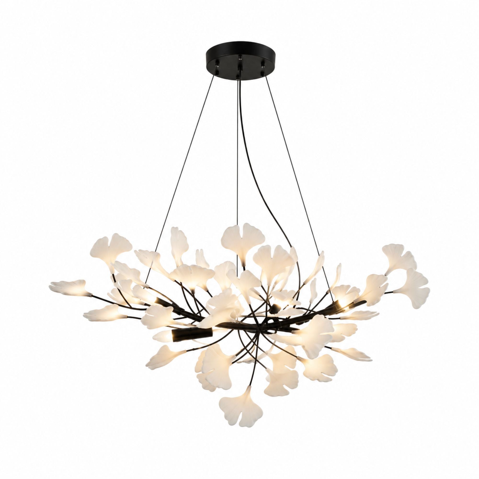 Horizon Bloom Gingko Chandelier — 31.5 in, black branches
