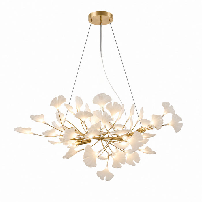 Horizon Bloom Gingko Chandelier — 39.3 in, gold branches