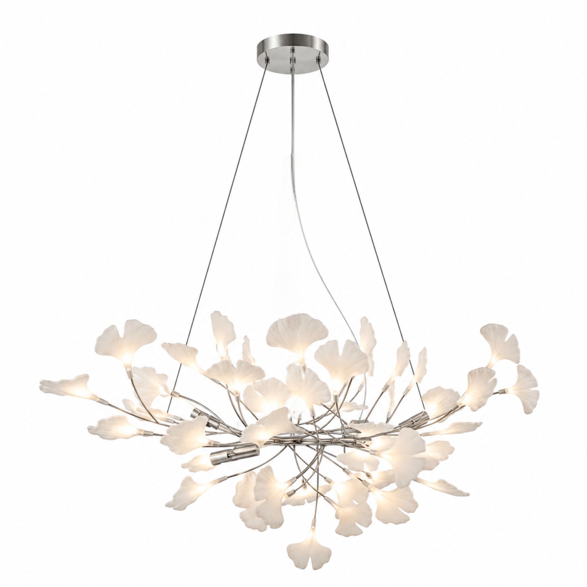 Horizon Bloom Gingko Chandelier — 39.3 in, nickel branches