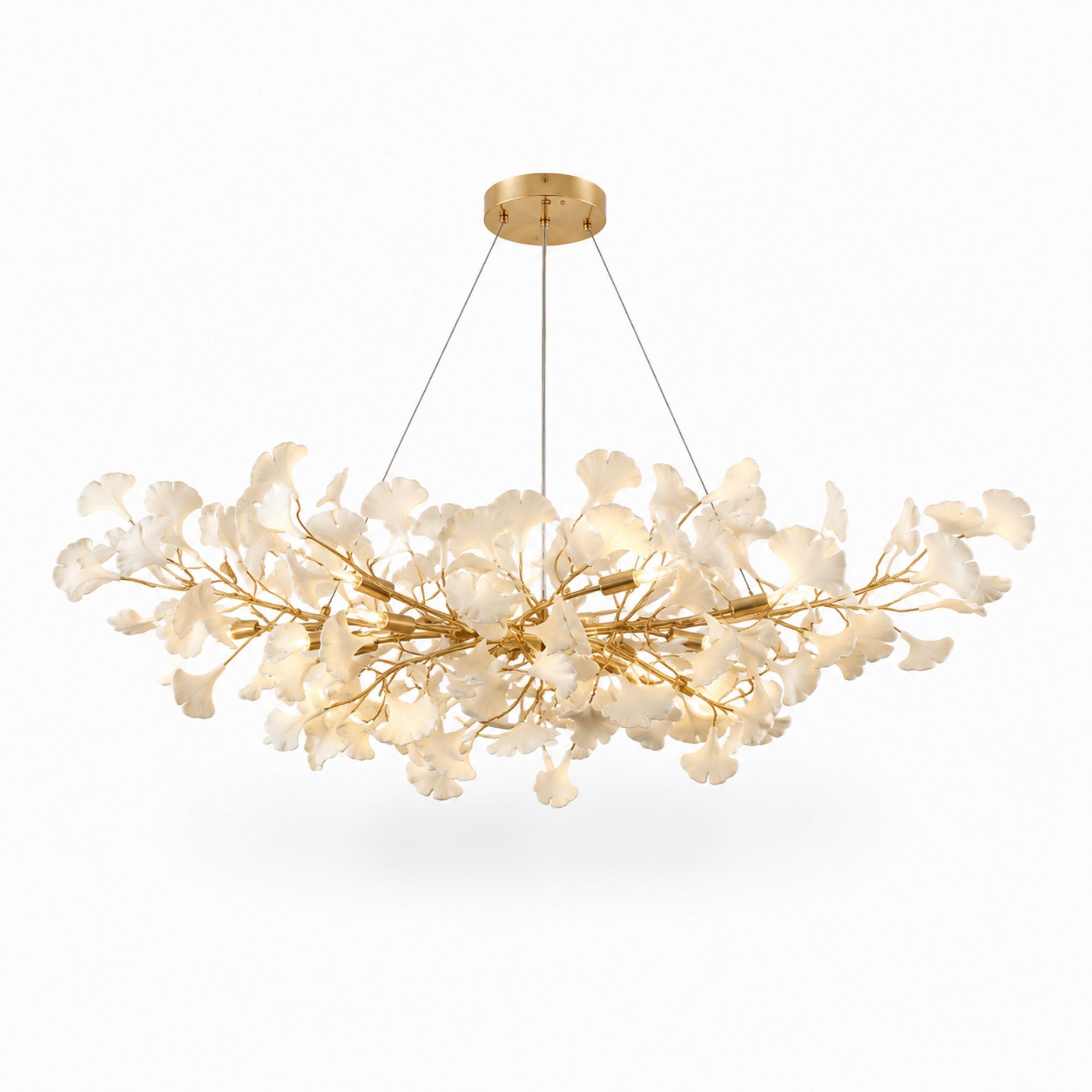 Horizon Bloom Gingko Chandelier — 47.2 in, gold branches