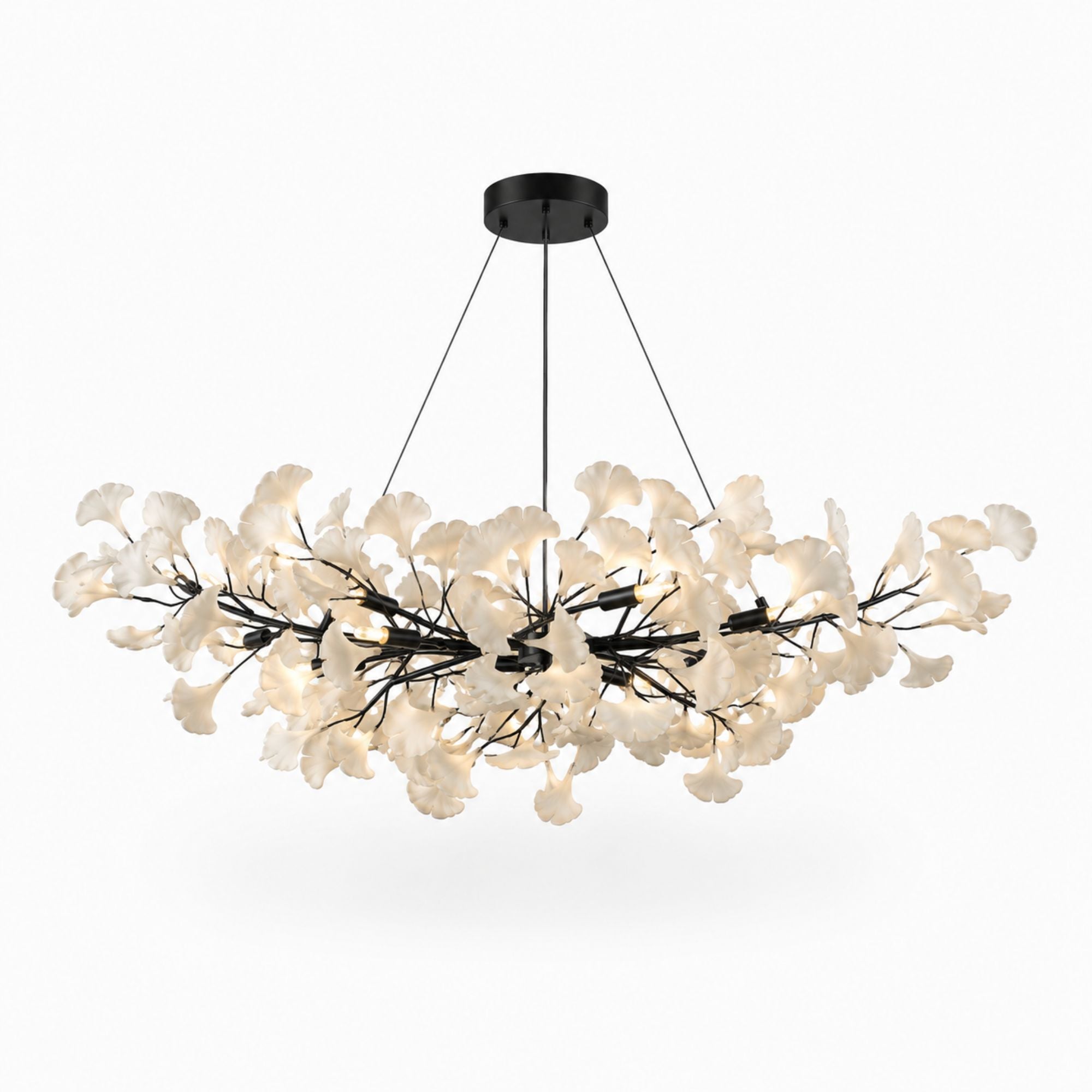 Horizon Bloom Gingko Chandelier — 47.2 in, black branches