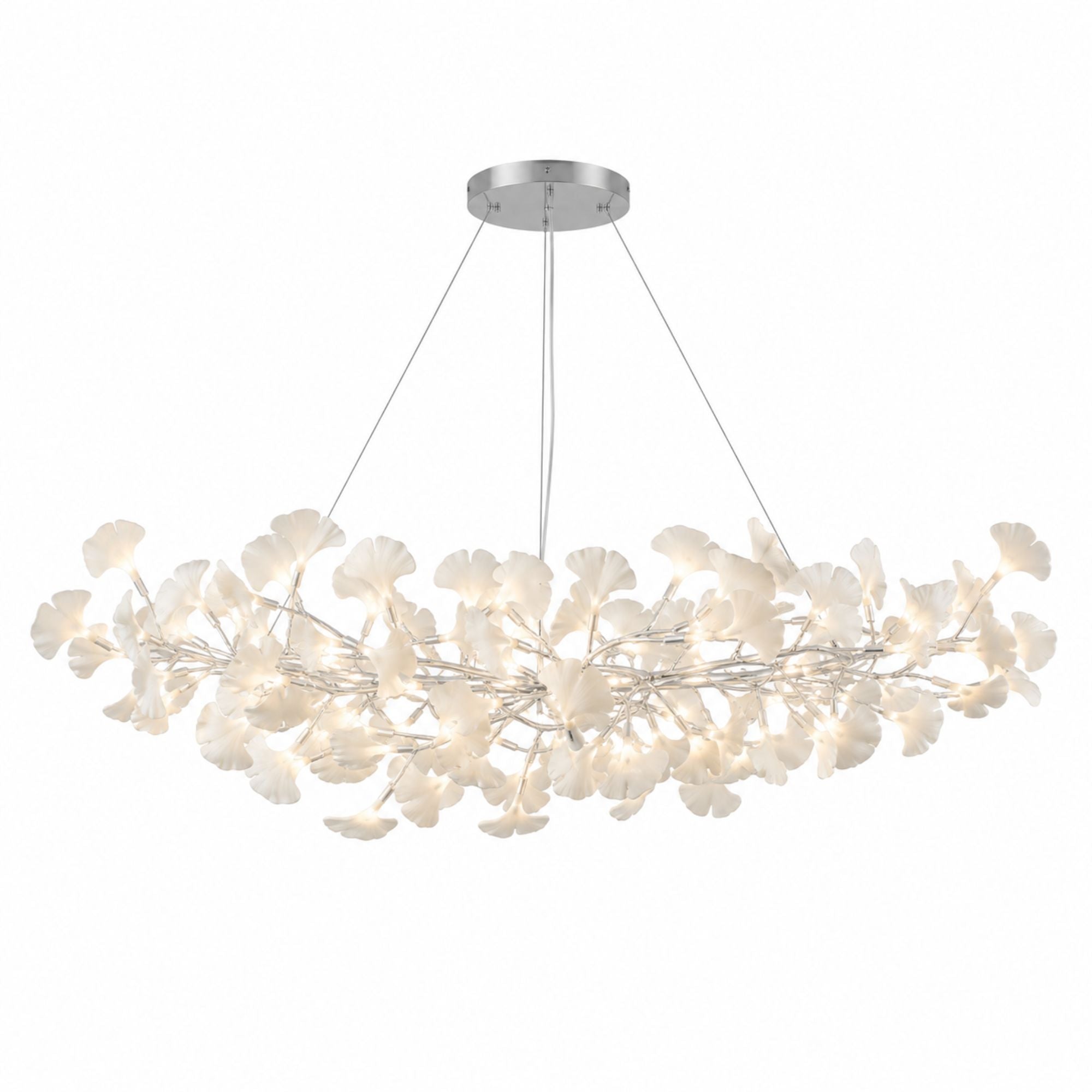 Horizon Bloom Gingko Chandelier — 59 in, nickel branches