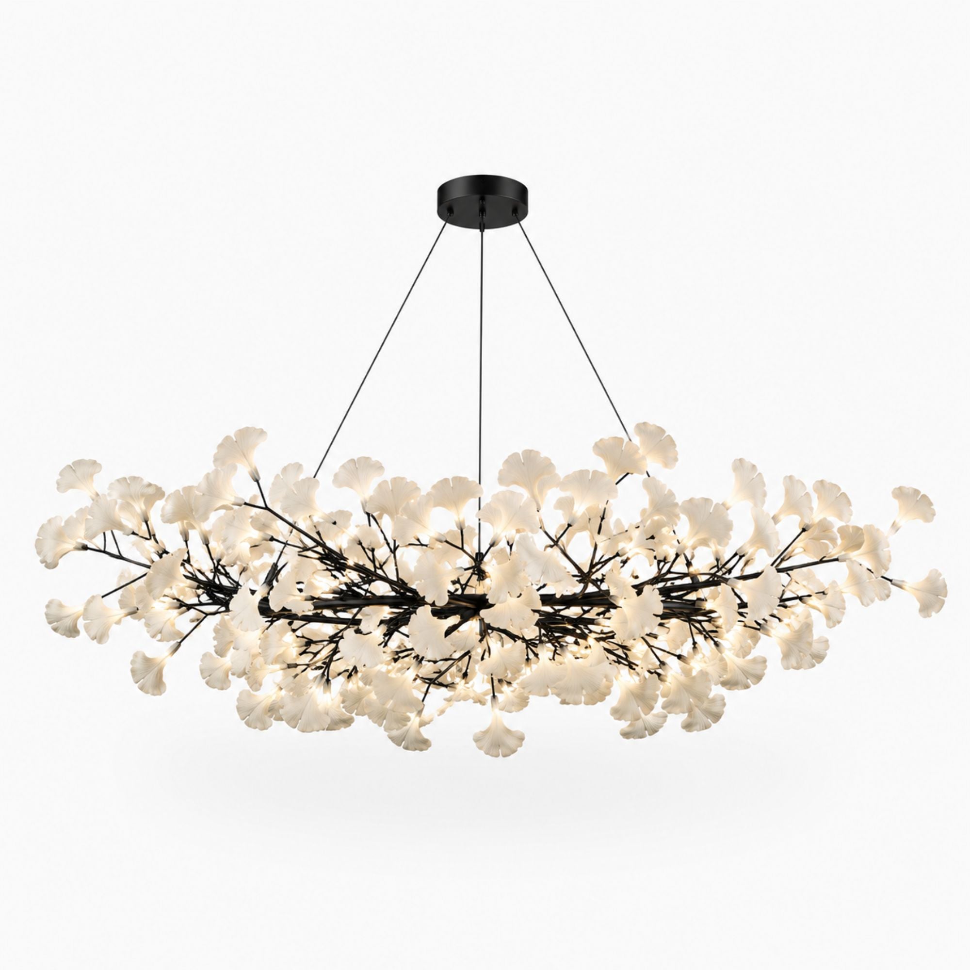 Horizon Bloom Gingko Chandelier — 59 in, black branches