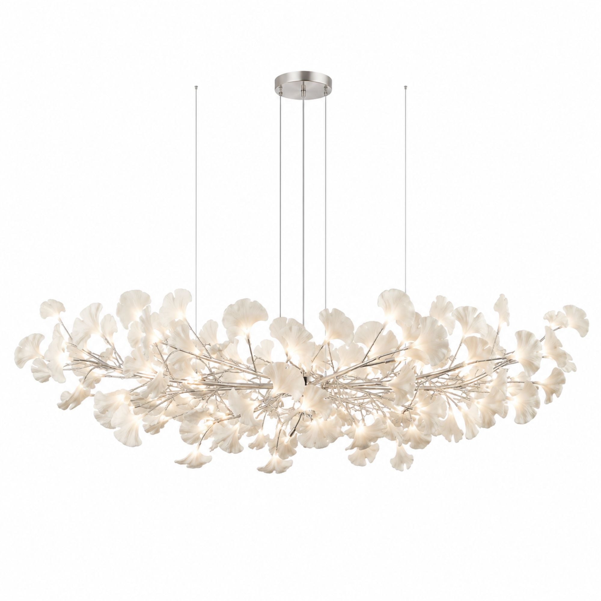 Horizon Bloom Gingko Chandelier — 70.9 in, nickel branches