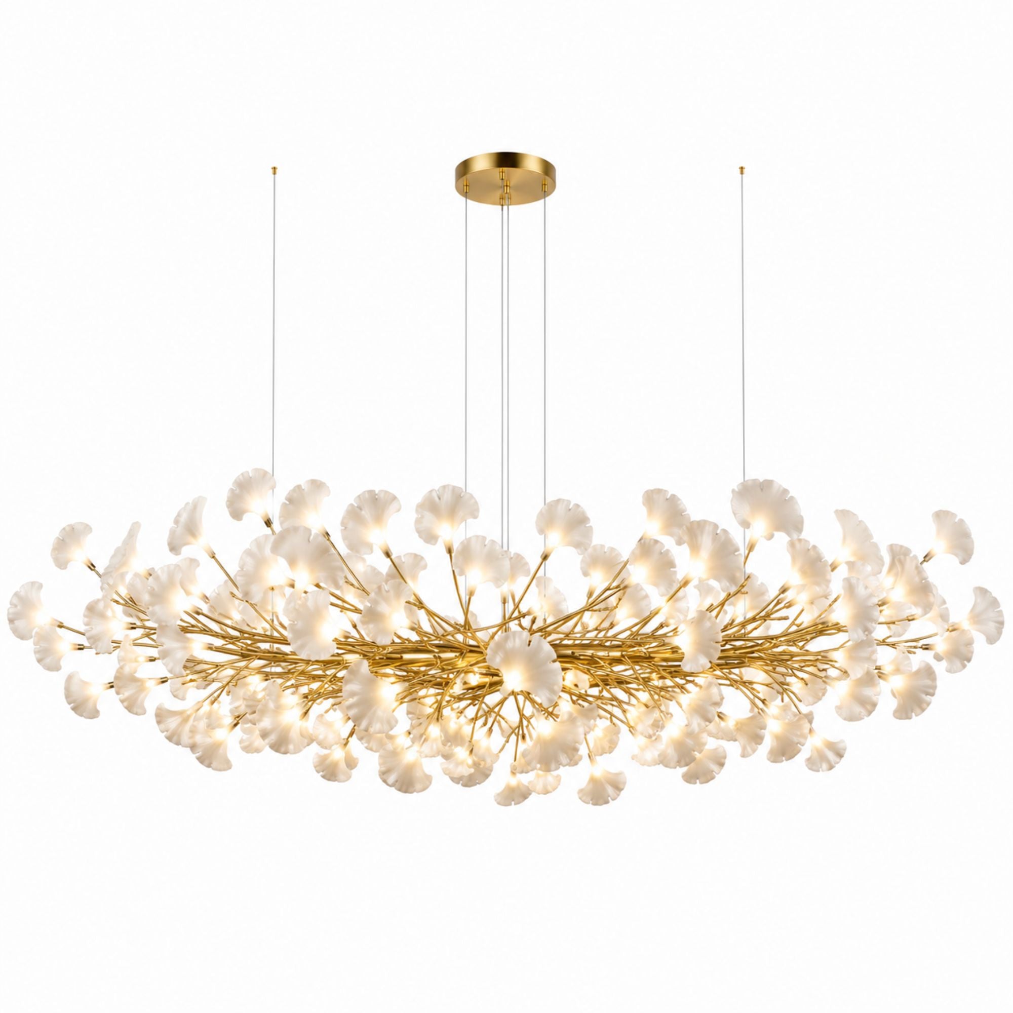 Horizon Bloom Gingko Chandelier — 78.7 in, gold branches
