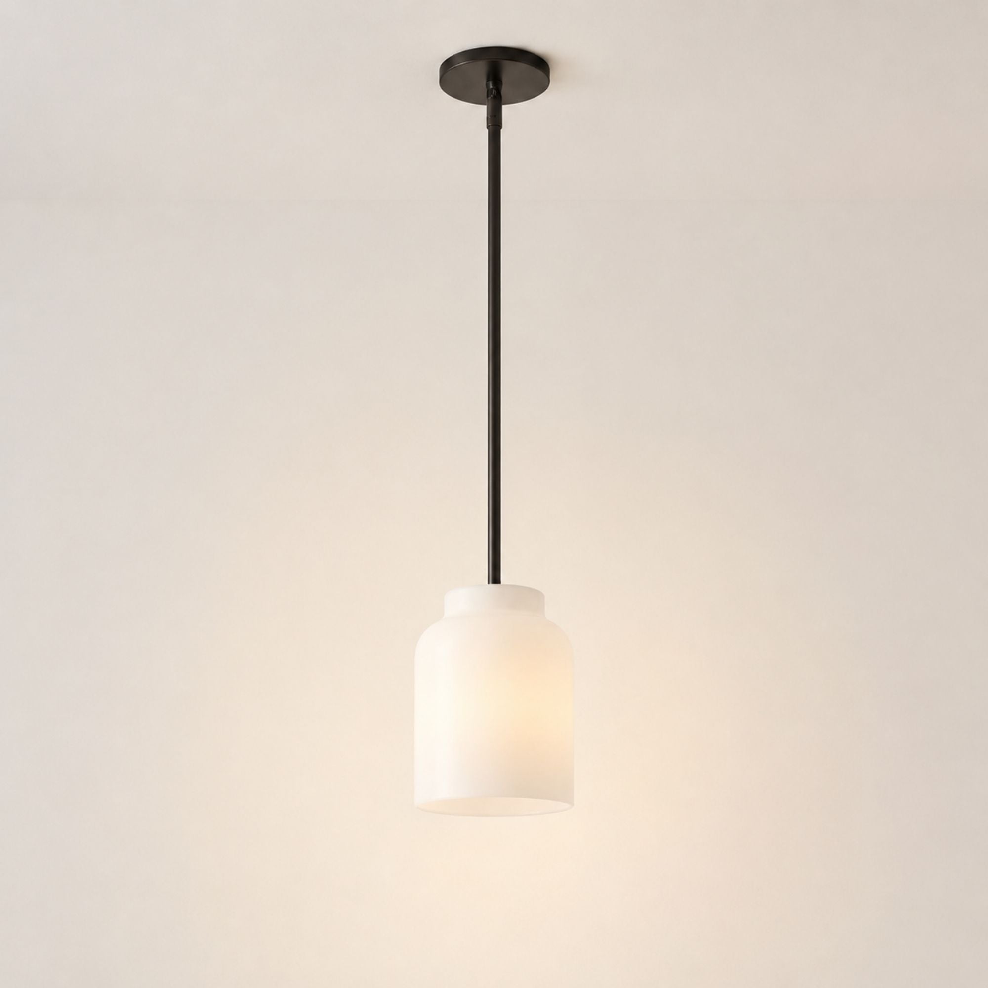 Nerys Pendant Light — 7.5in, Milk Glass shade, Dark Bronze finish