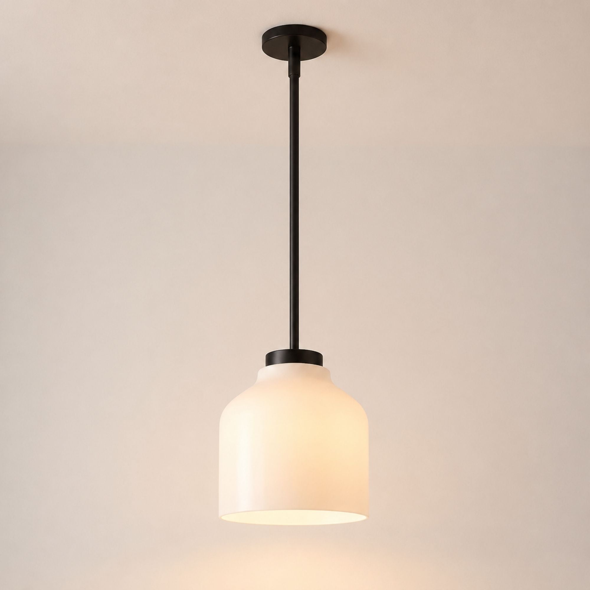 Nerys Pendant Light — 10.75in, Milk Glass shade, Dark Bronze finish