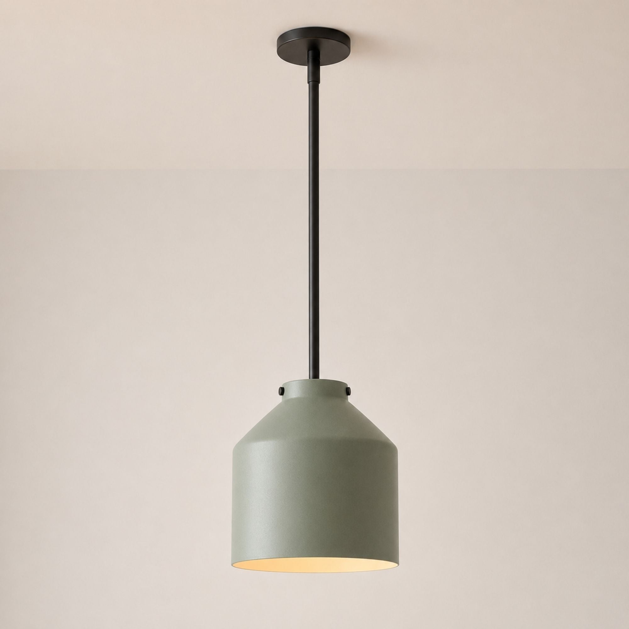 Nerys Pendant Light — 10.75in, Sage Green shade, Dark Bronze finish
