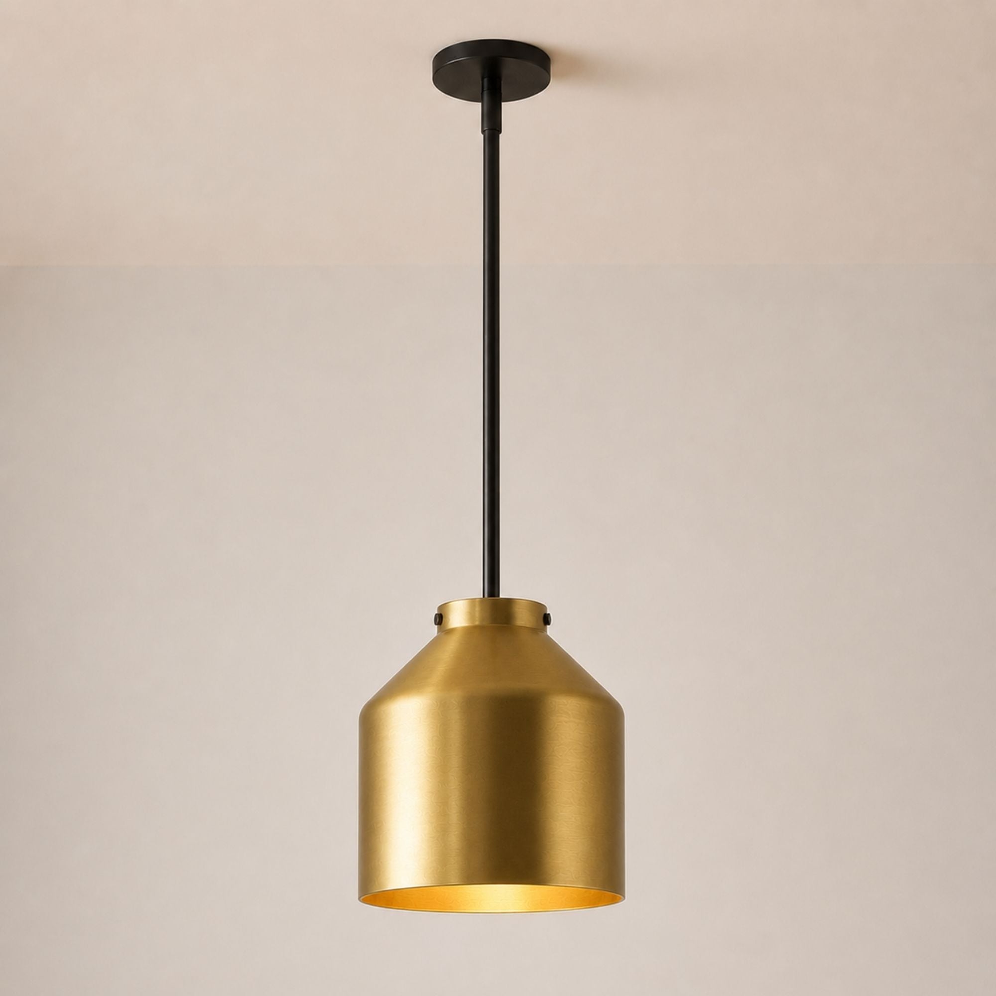 Nerys Pendant Light — 10.75in, Brass shade, Dark Bronze finish