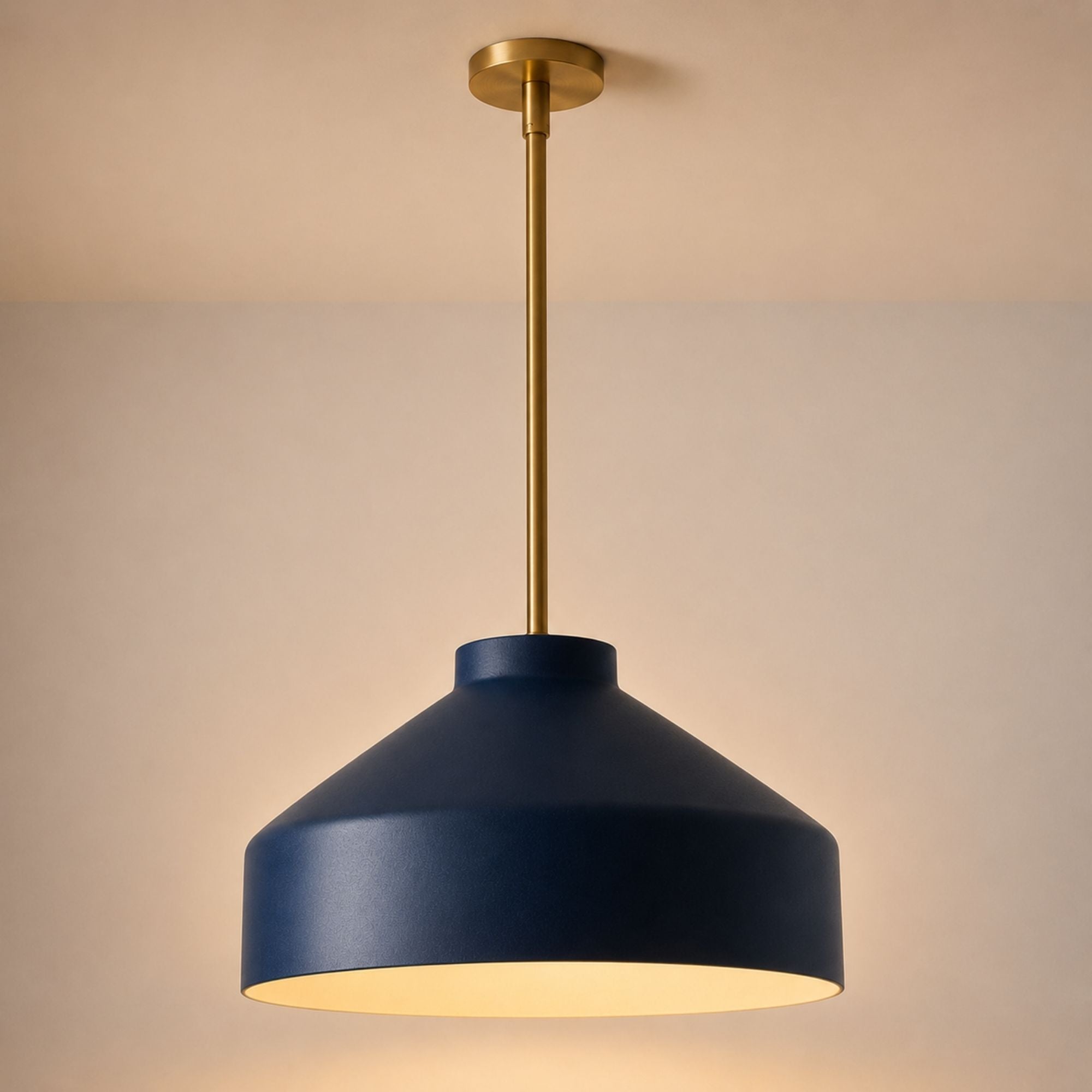 Nerys Pendant Light — 16in, Regal Blue shade, Antique Brass finish