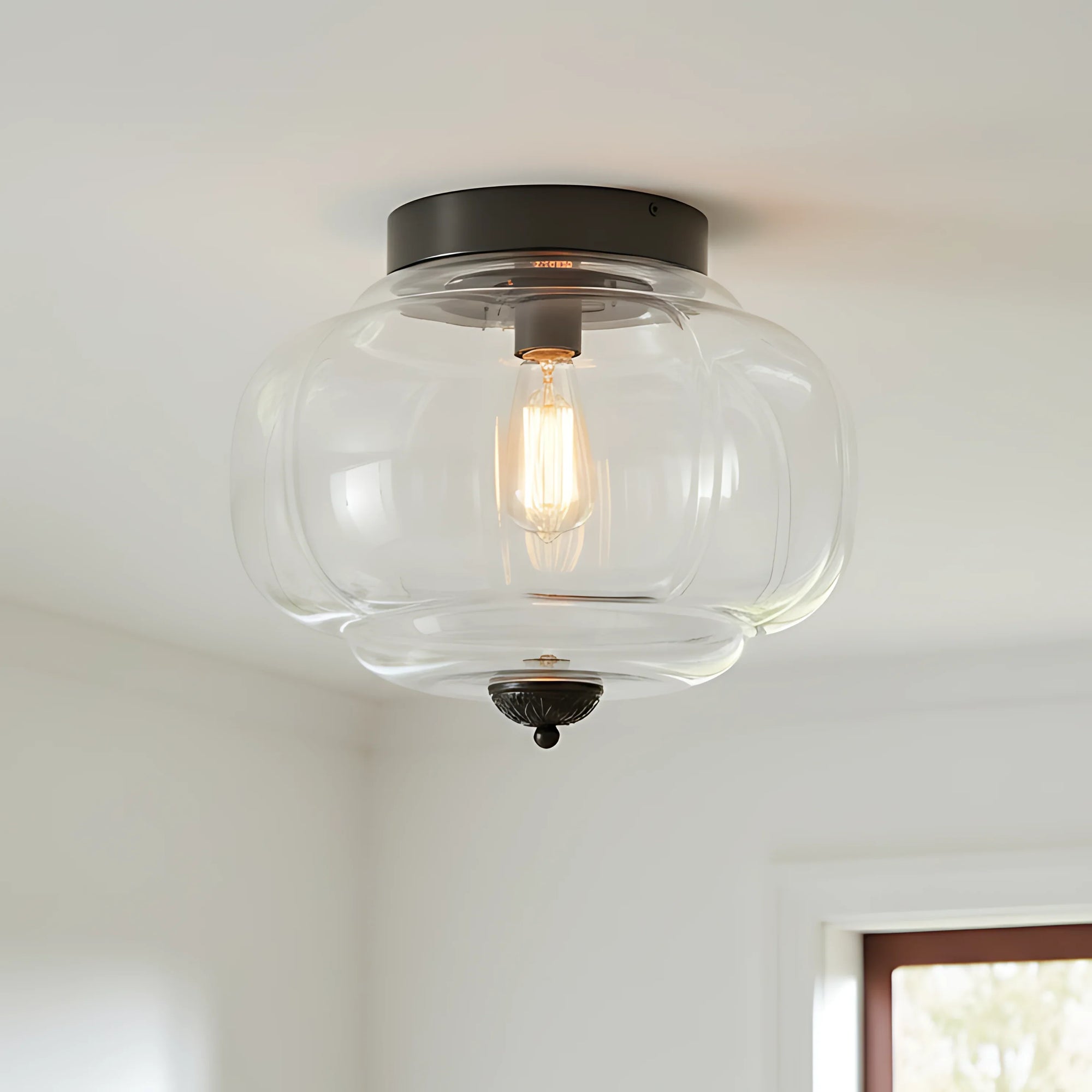 Lumi Milk Glass Pumpkin Ceiling Light, 3-Light