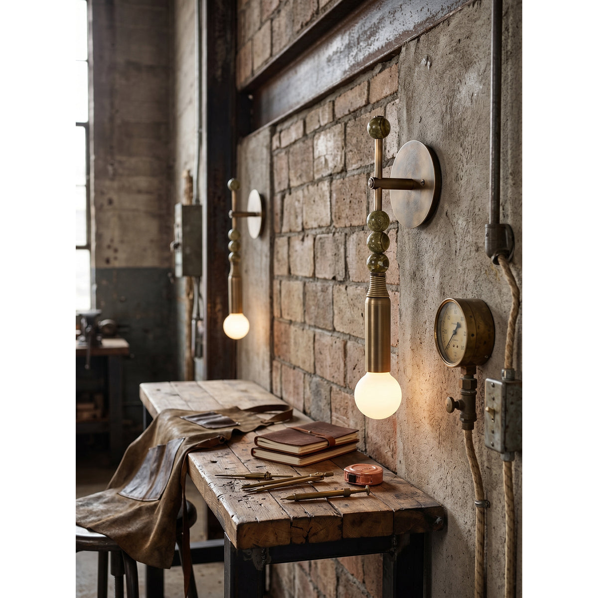 Toam Brass & Marble Wall Lamp