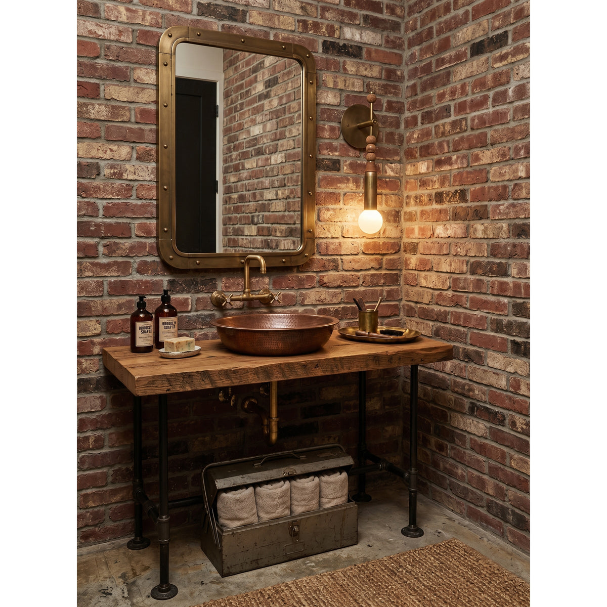Toam Brass & Marble Wall Lamp